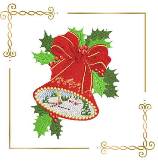 Christmas Bell Mistletoe Winter machine embroidery design digital