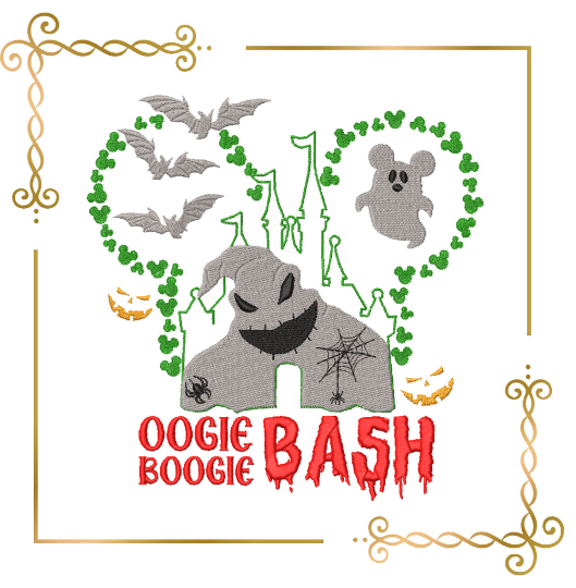 Halloween Mickey Mouse Head oogie Boogie bash digital machine embroidery design