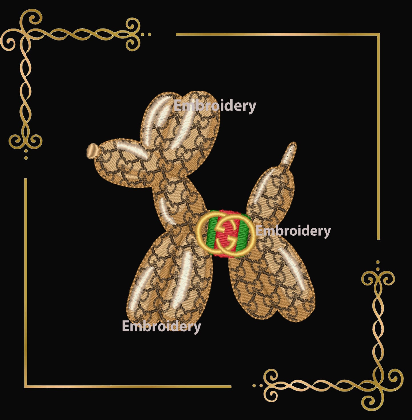 Balloon Dog  Pattern (gucci) and  Bow Machine Embroidery Design