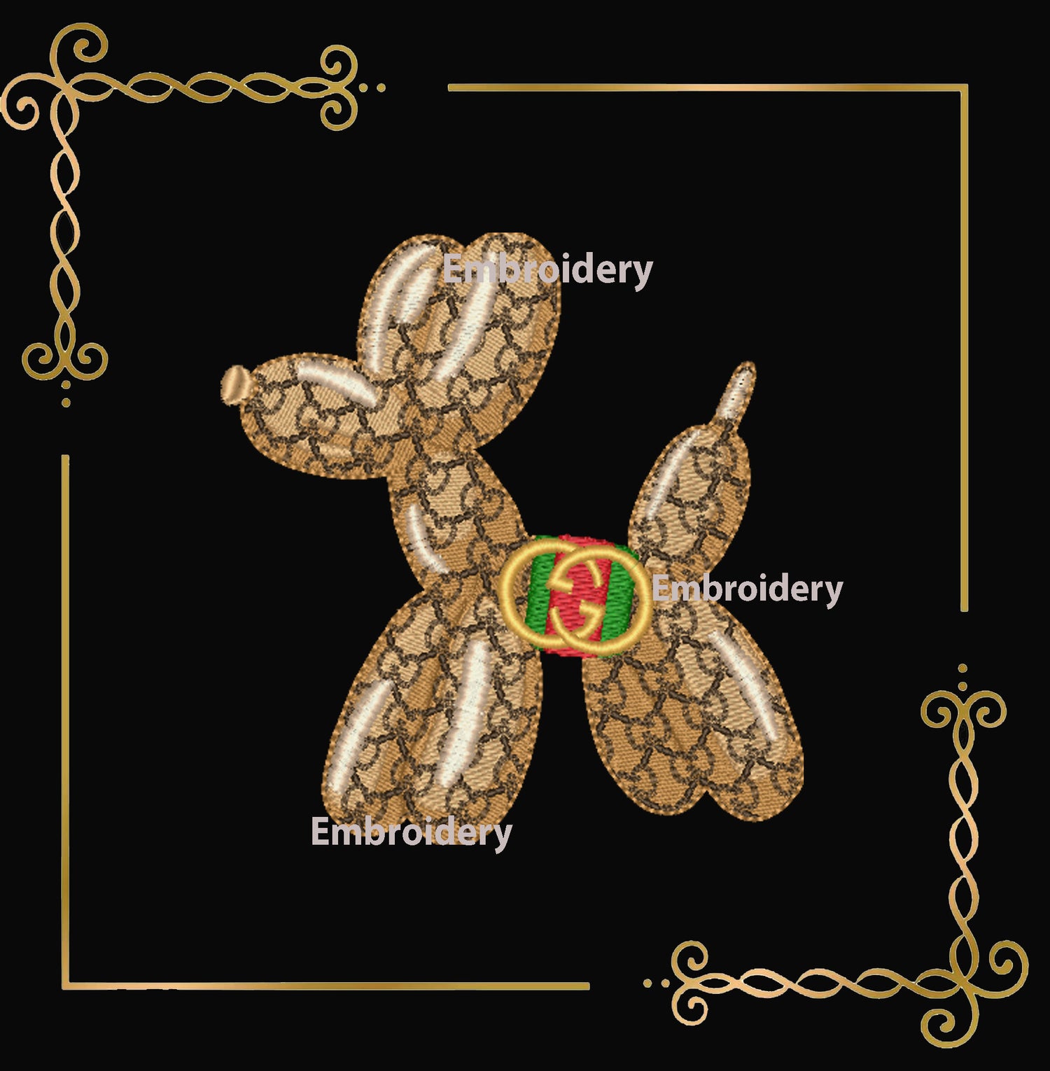 Balloon Dog  Pattern (gucci) and  Bow Machine Embroidery Design