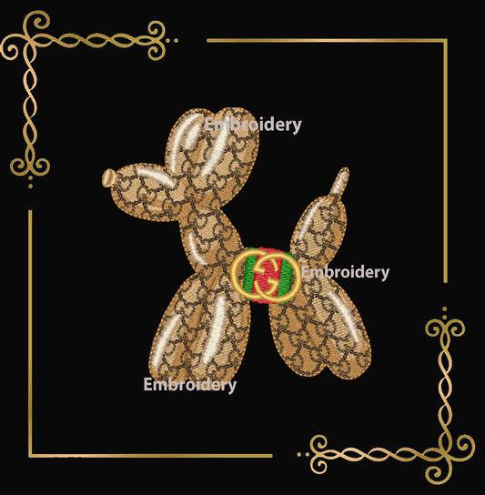 Balloon Dog Pattern (gucci) and Bow Machine Embroidery Design
