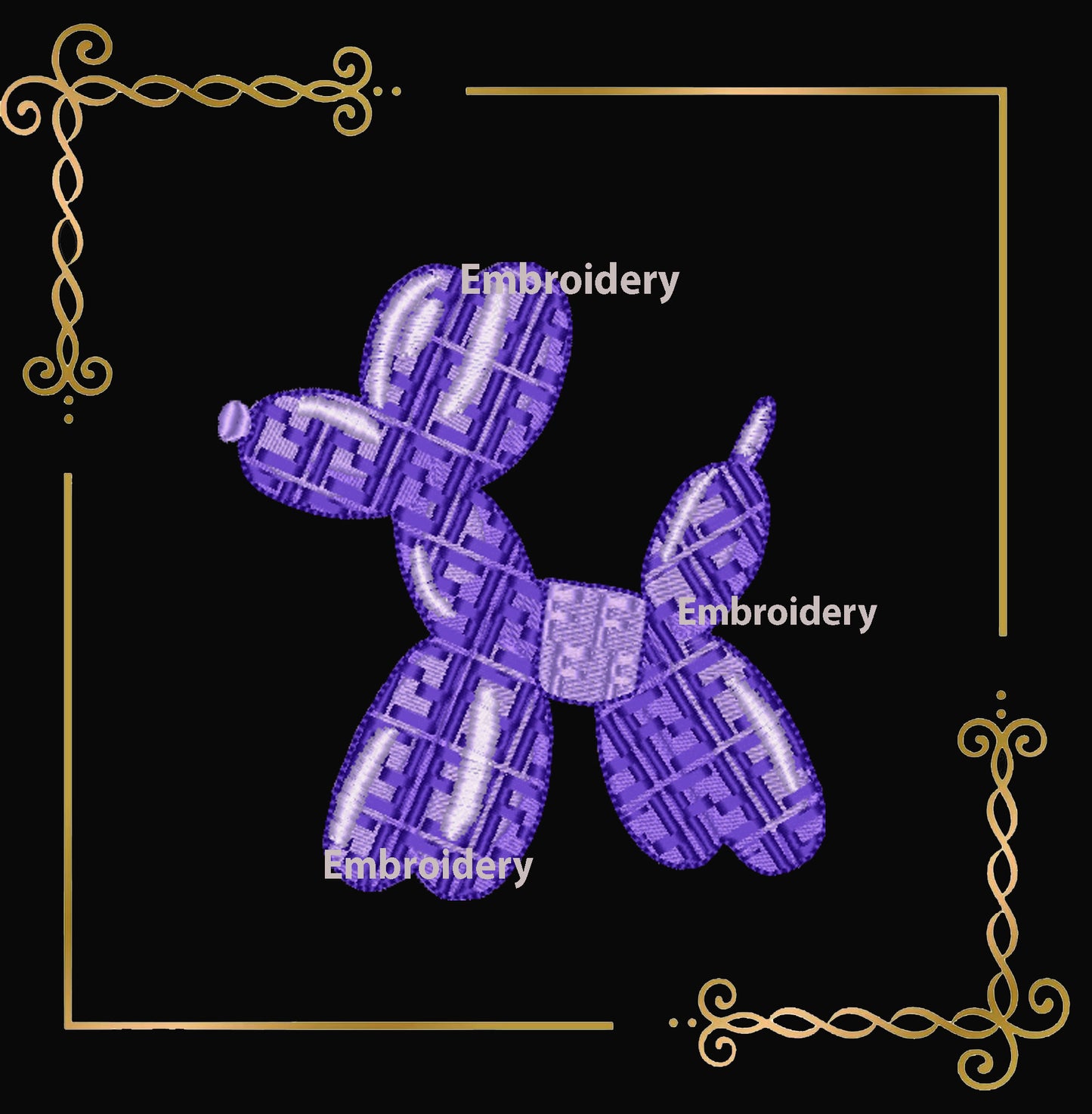 Balloon Dog  Pattern (fendi) and  Bow Machine Embroidery Design
