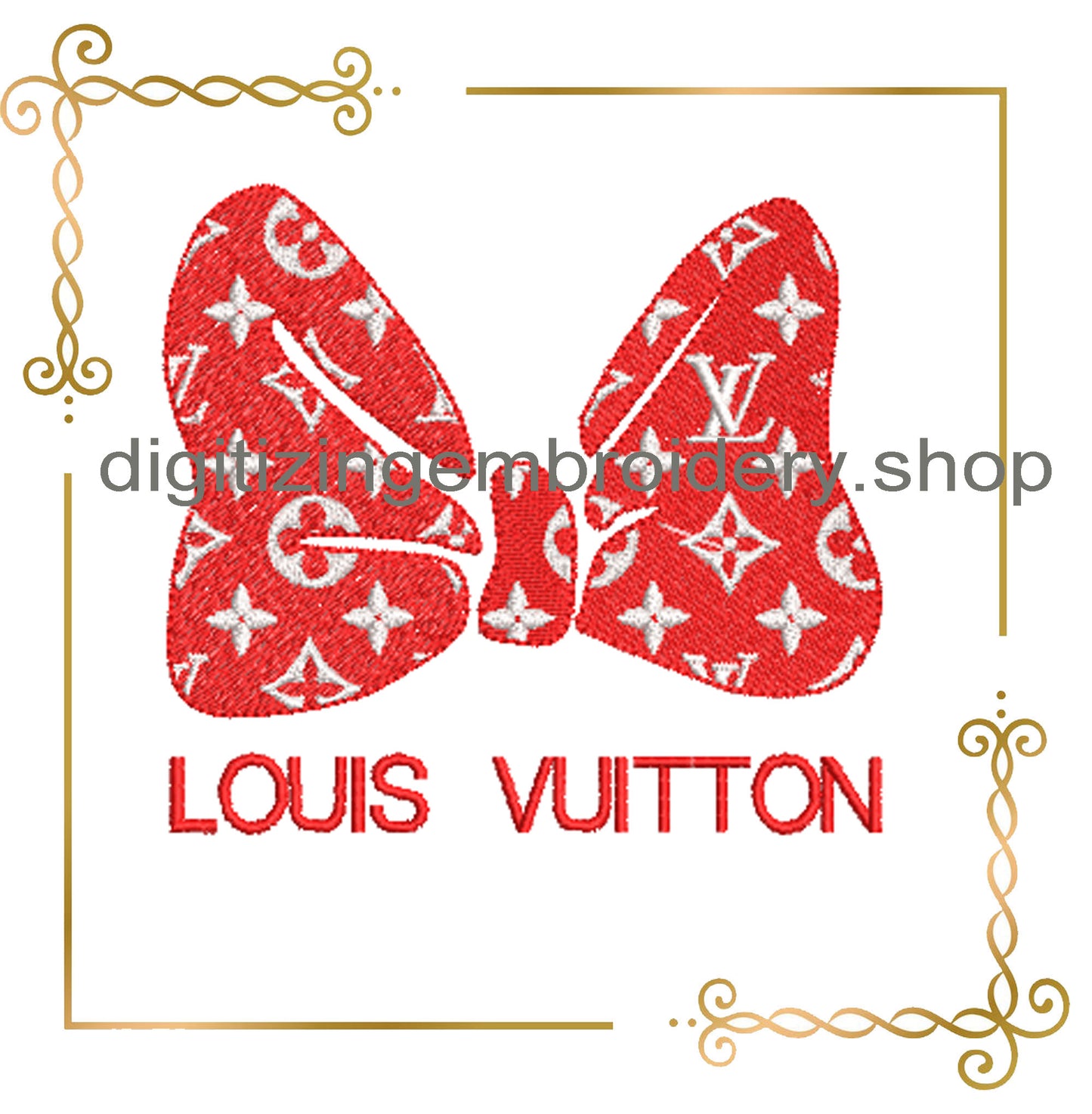 Minnie Mouse bow fashion Louis Vuitton embroidery design digital