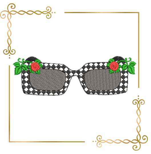 Miscellaneous Super trendy sunglasses chess roses Gucci digital machine embroidery design