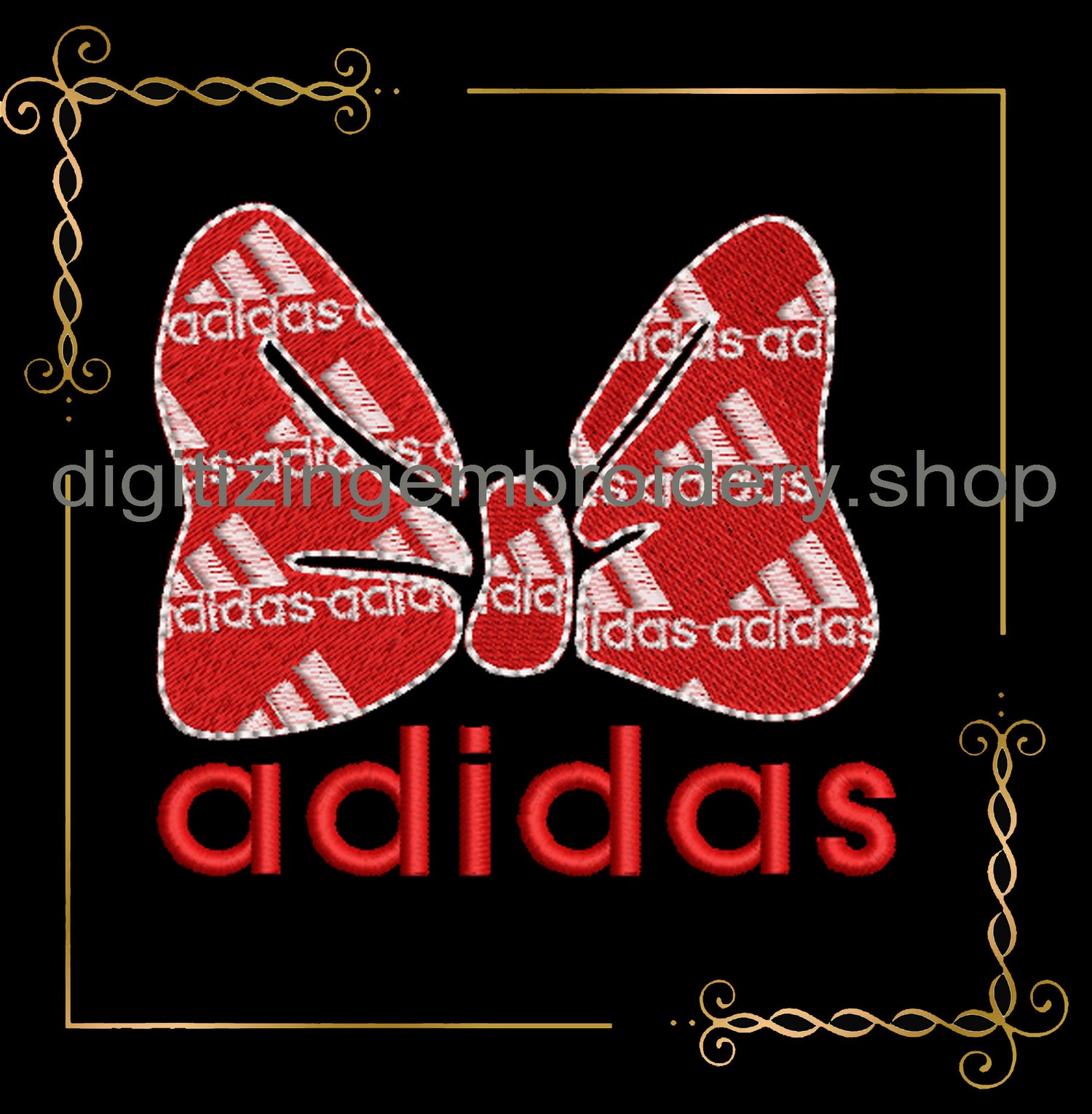 Minnie Mouse bow fashion Adidas embroidery design digital