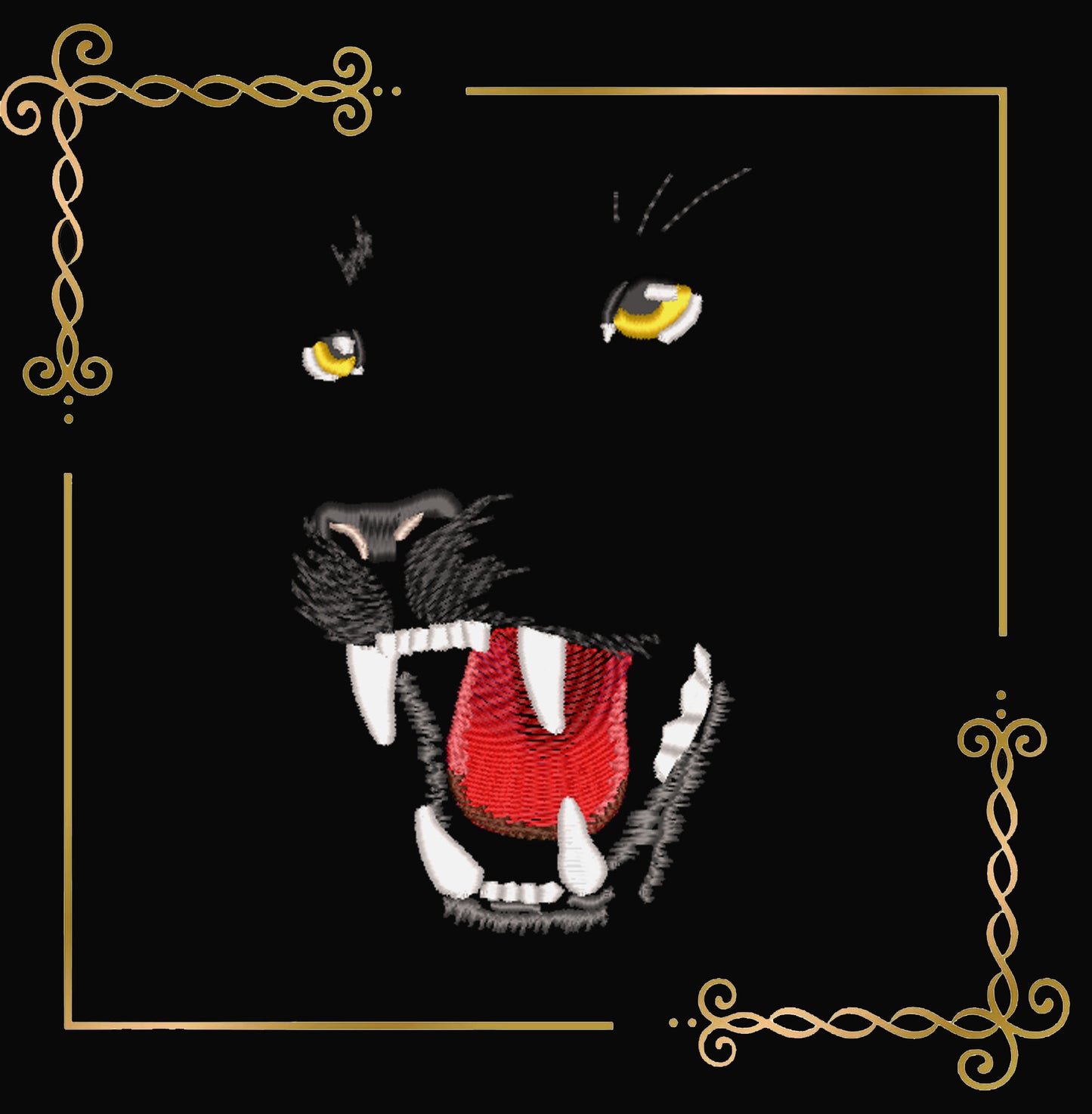 Animals Panther Face Embroidery Design, Black Panther Snarling, Machine Embroidery File, Wild Cat Animal Design