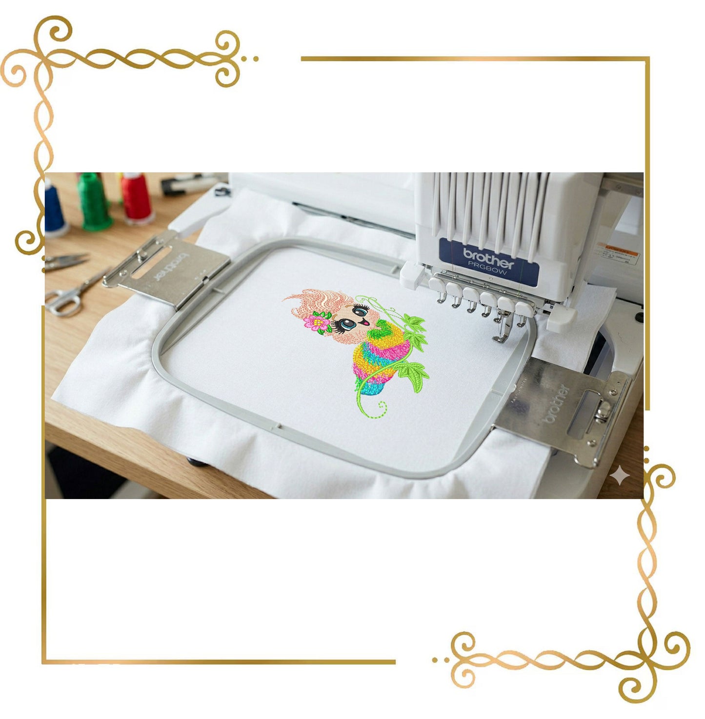 Cartoon Characters Rainbow Fluffy Caterpillar Embroidery Design (Digital Download)