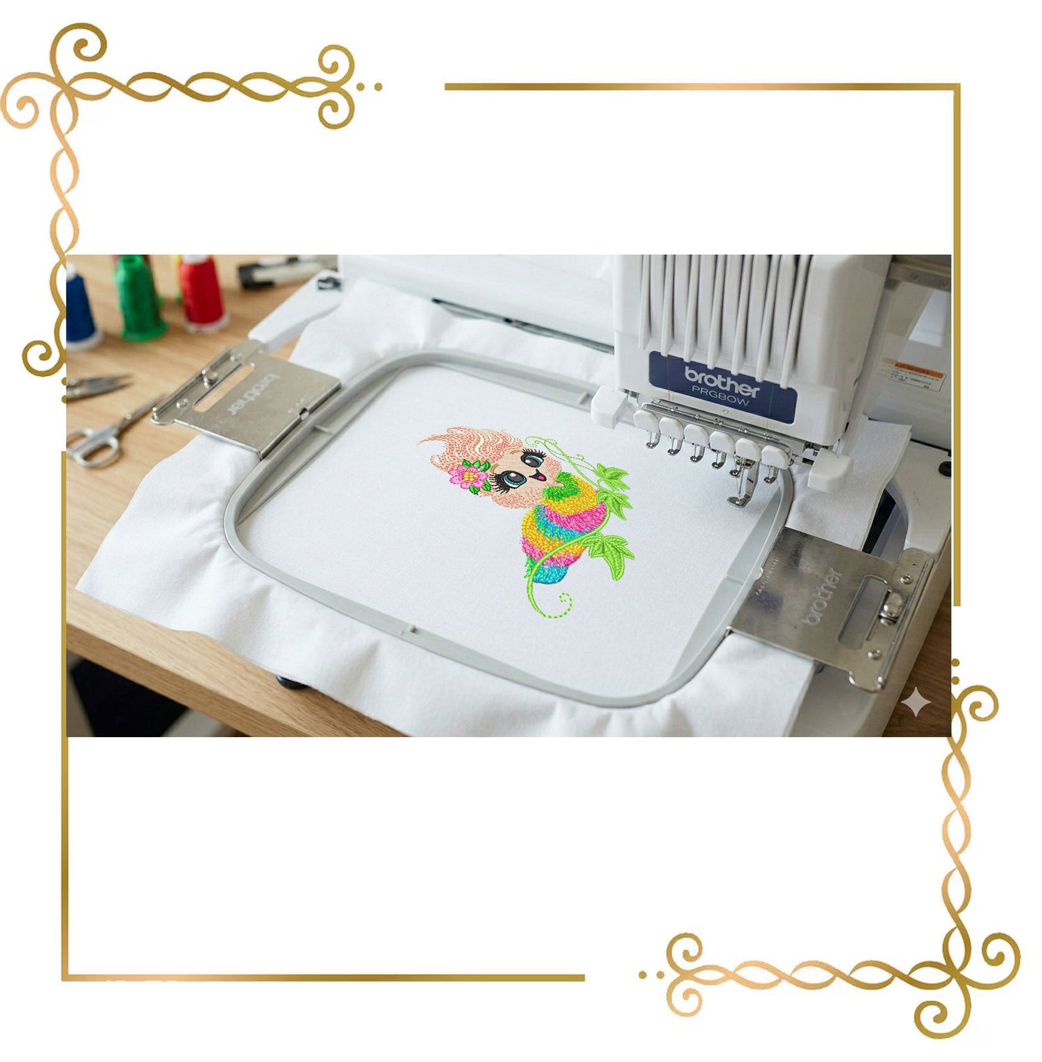 Cartoon Characters Rainbow Fluffy Caterpillar Embroidery Design (Digital Download)