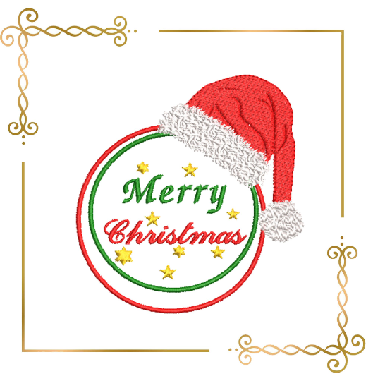 Christmas santa claus cap Merry Christmas Greetings machine embroidery design digital