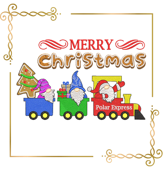 Christmas Polar Express Gnomes Gingerbread Winter Merry Christmas digital machine embroidery design