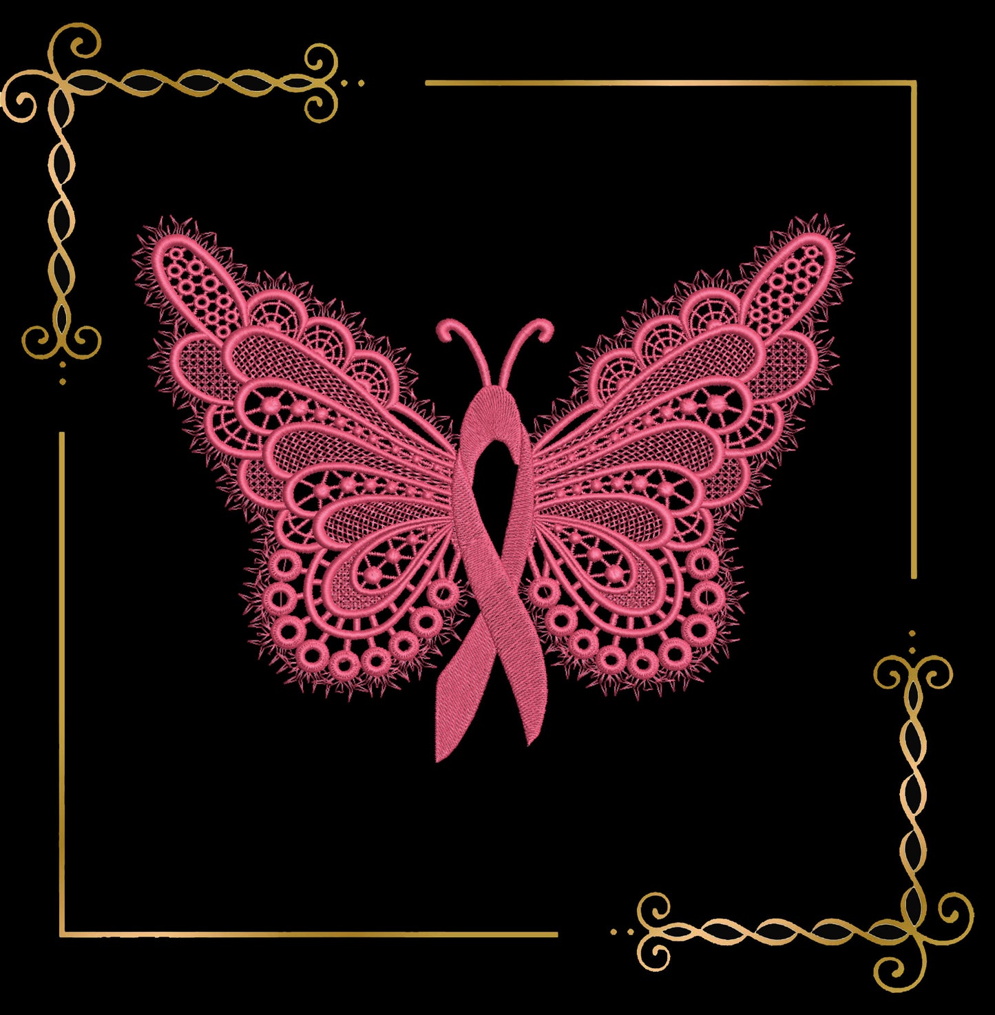 Embroidery design T-shirts Butterfly and Pink Ribbon, Promotion & Beyond Breast Cancer Awareness