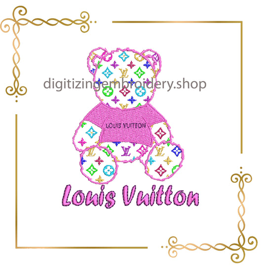 Teddy Bear Super Fashion à la Louis Vuitton embroidery design to the direct download