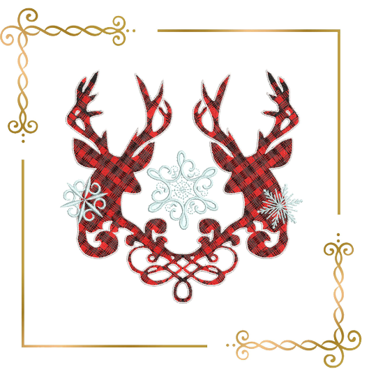 Christmas  Reindeer and snowflakes digital embroidery design