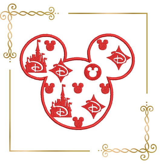 Applique Mickey Mouse Disney Head Palace machine embroidery design