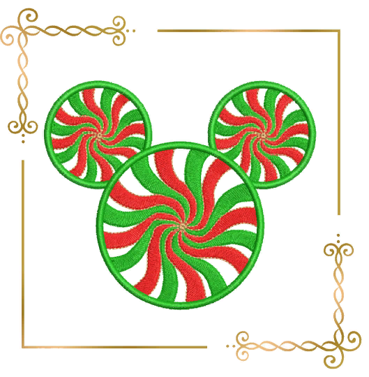 Christmas candy Minnie  head embroidery design embroidery design