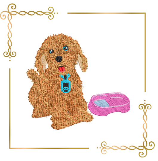 Labradoodle doggy Joy Toy MOJI digital machine embroidery design