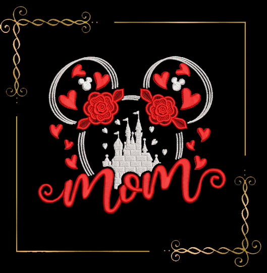 Valentine's day , Minnie Mouse, head, love Castle, embroidery design to the direct download