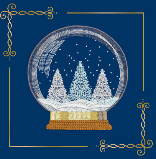 Christmas snow magic globe Christmas trees machine embroidery design digital