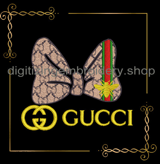 Minnie Mouse bow fashion Gucci embroidery design digital