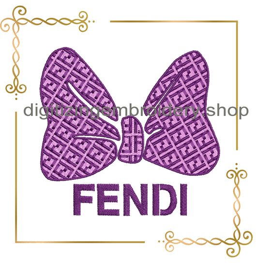 Minnie Mouse bow fashion Fendi embroidery design digital