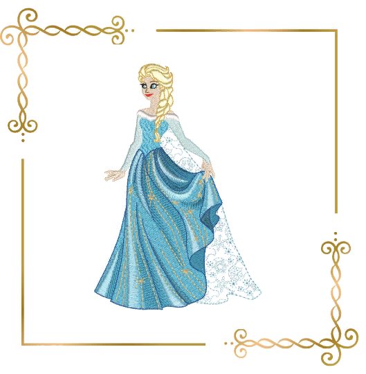 Princess Elsa, Winter, Frozen, Disney, snowflakes, magic, fairy tale, Embroidery machine design to the direct download