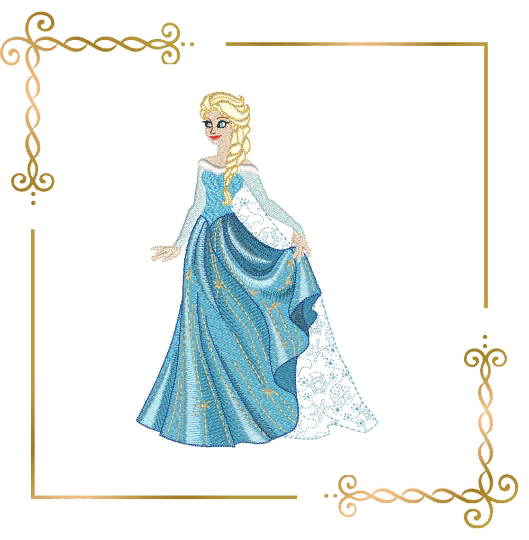 Princess Elsa Winter Frozen Disney characker with snowflakes,  fairy tale,  machine Embroidery design