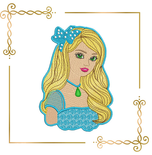 Princess Barbie doll Disney machine embroidery design