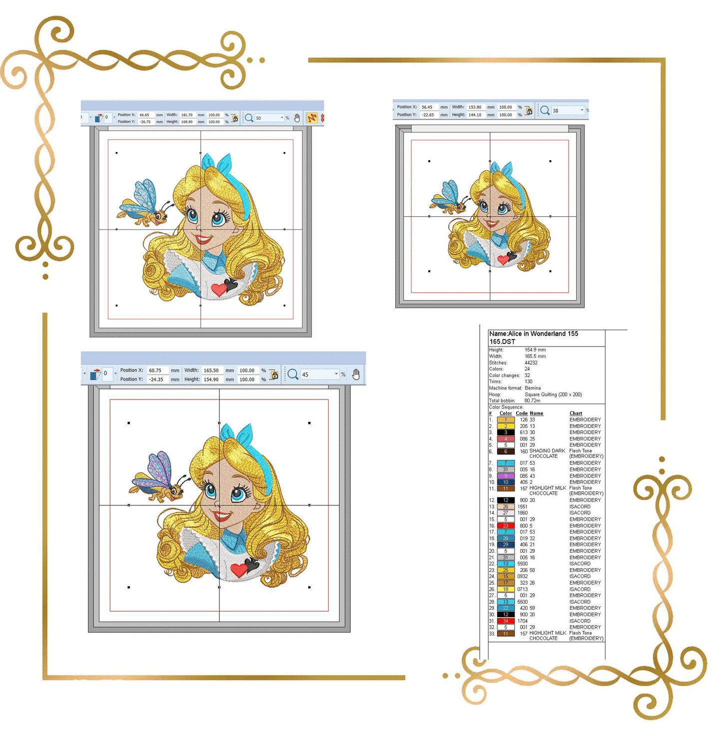 Princess Alice in Wonderland Embroidery Design, Alice Machine Embroidery File, Fantasy Girl Embroidery, Tea Party Instant Download