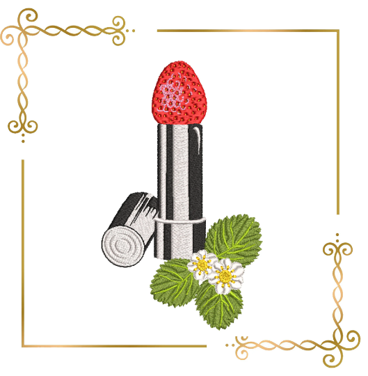 Mother's day Valentine's day strawberry lipstick machine embroidery design