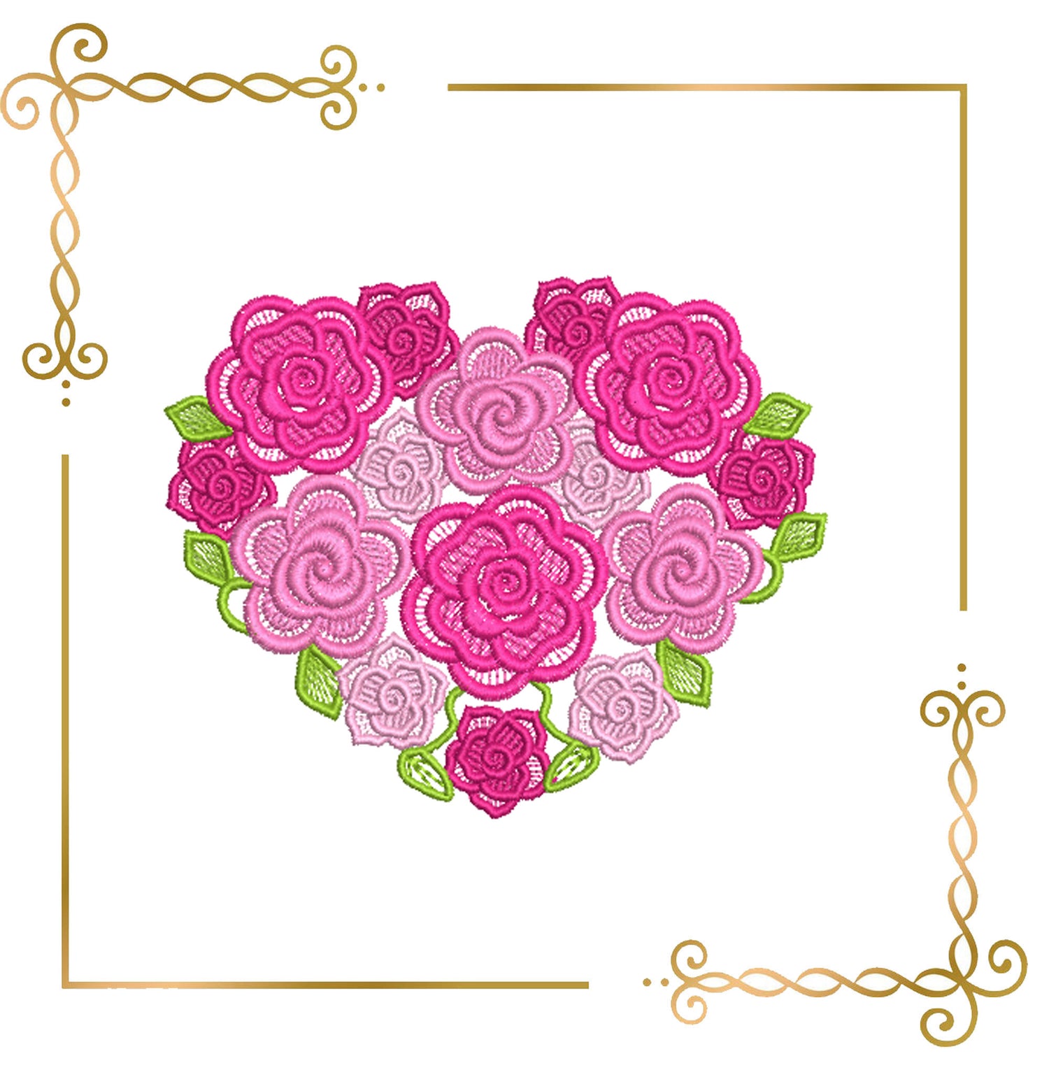 Valentines Day Romantic Floral Heart Perfect, MOM day, wedding, love Machine Embroidery Design 3 sizes