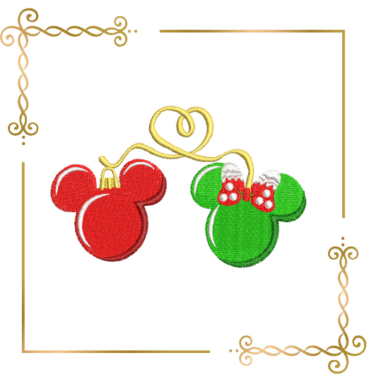 Christmas Minnie Mouse and Mickey Mouse  tree toys Disney machine  embroidery design to the direct download. 