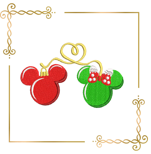 Christmas Minnie Mouse and Mickey Mouse  tree toys Disney machine  embroidery design to the direct download.