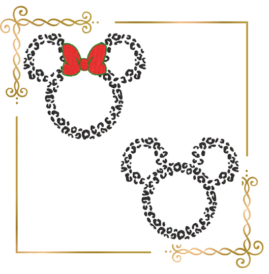 Mickey and Minnie Mouse head panther machine embroidery design digital