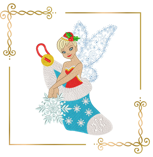 Princess-Fabulous-Tinker-Bell-Christmas-Fairy-snowflake-Christmas-boots-digital-machine-embroidery-design