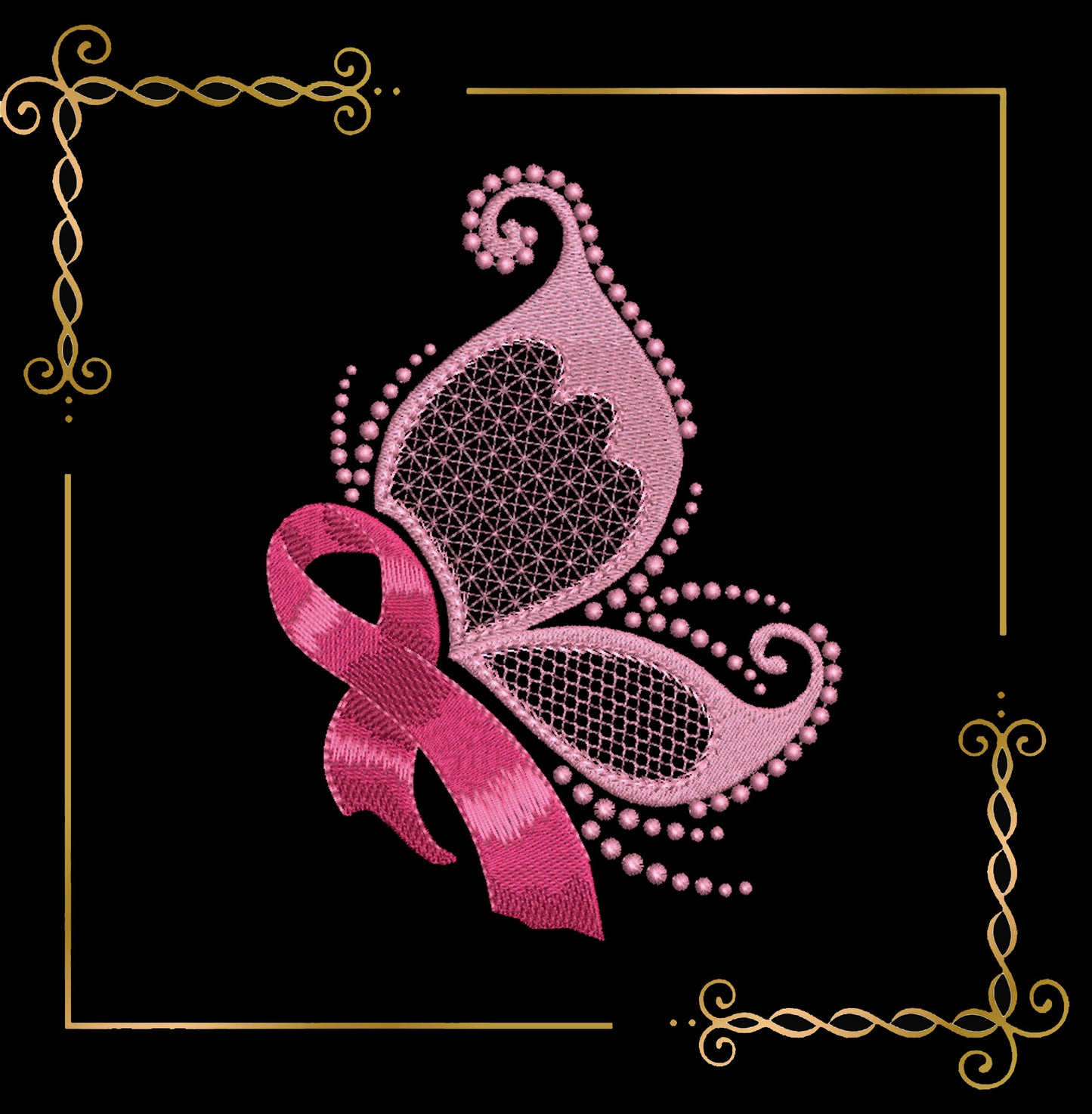 Butterfly and Pink Ribbon, Promotion & Beyond Breast Cancer Awareness 2 Sizes Machine Embroidery designs