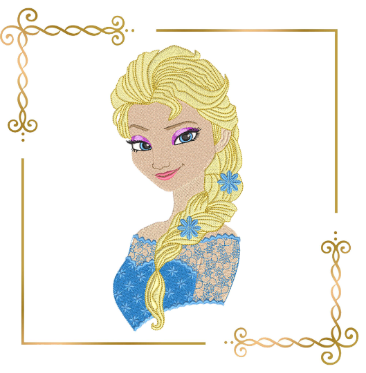 Princess Elsa Frozen lace dress Disney magic fairy tale machine embroidery design pattern