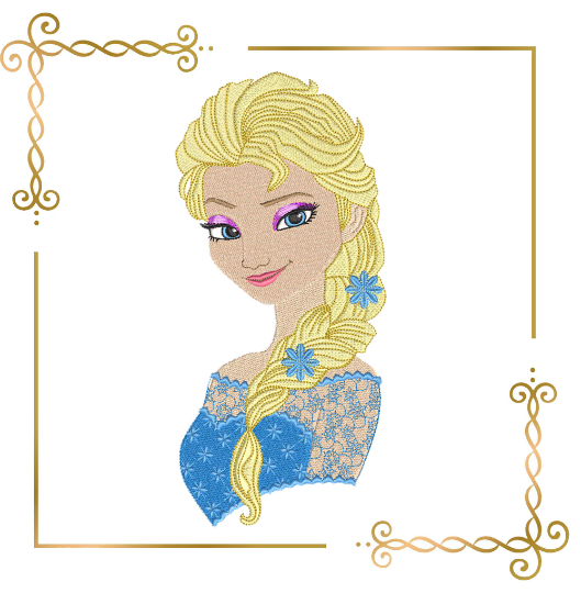 Princess Elsa Frozen lace dress Disney charackter magic fairy tale, machine embroidery design