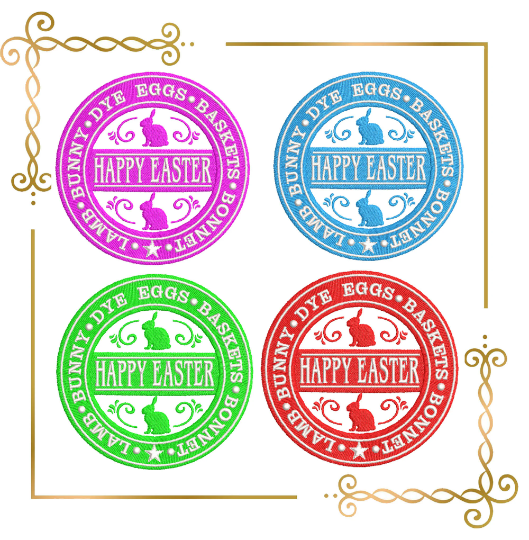 Free design Easter holiday stamp starbucks labele lettering Bunny machine embroidery design