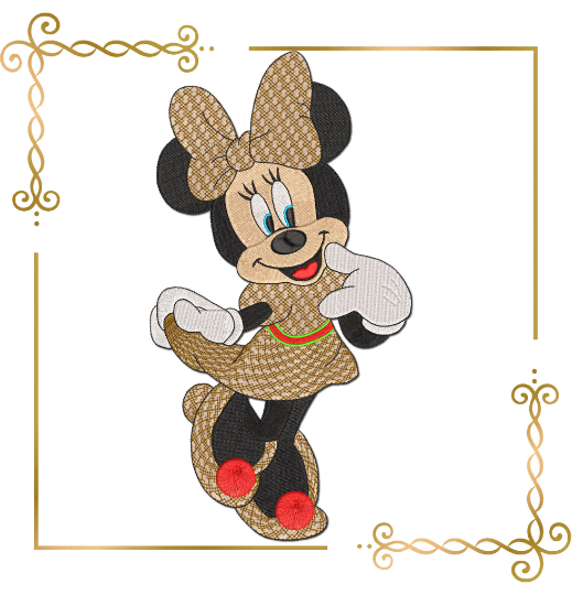 Minnie Mouse dressed Gucci parody digital embroidery design 