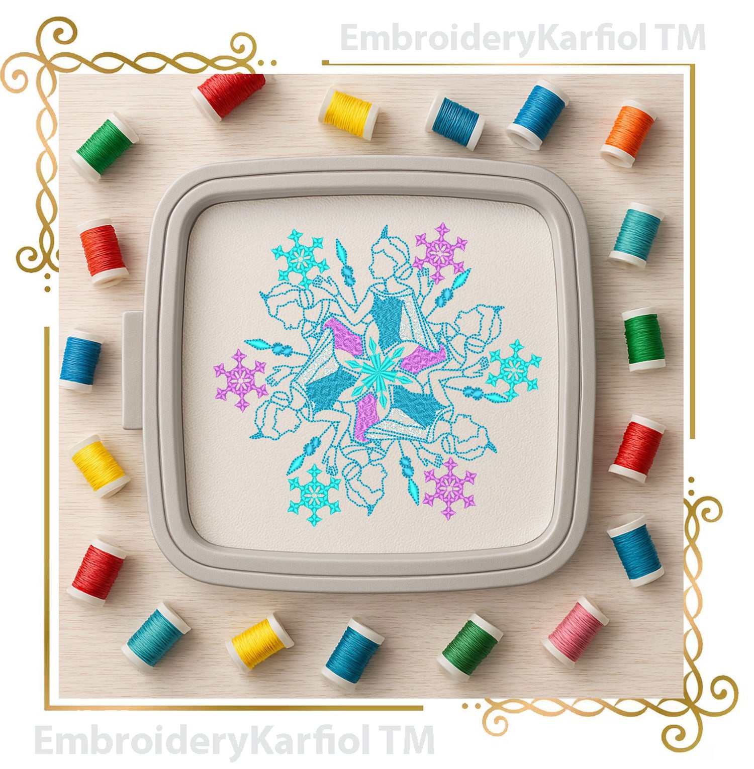 Christmas Elsa Snowflake Embroidery Design, Ice Princess Machine Embroidery Pattern, Frozen Inspired Winter Ornament