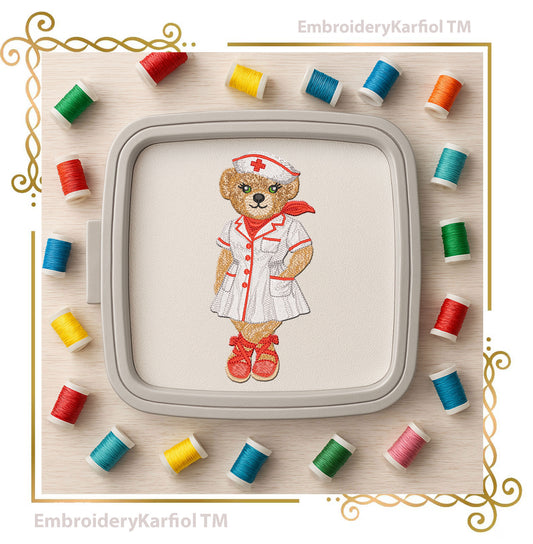 Teddy Bear - Nurse Teddy Bear Embroidery Design – Medical Bear, Healthcare Gift – Vintage BearKarfiol™ (Digital File)