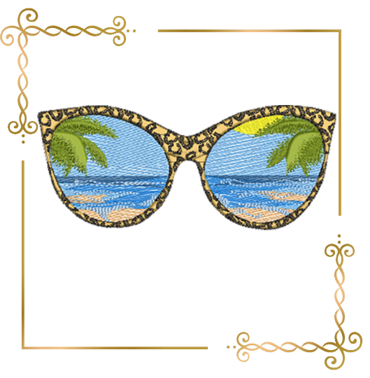 Super trendy sunglasses sea beach embroidery design