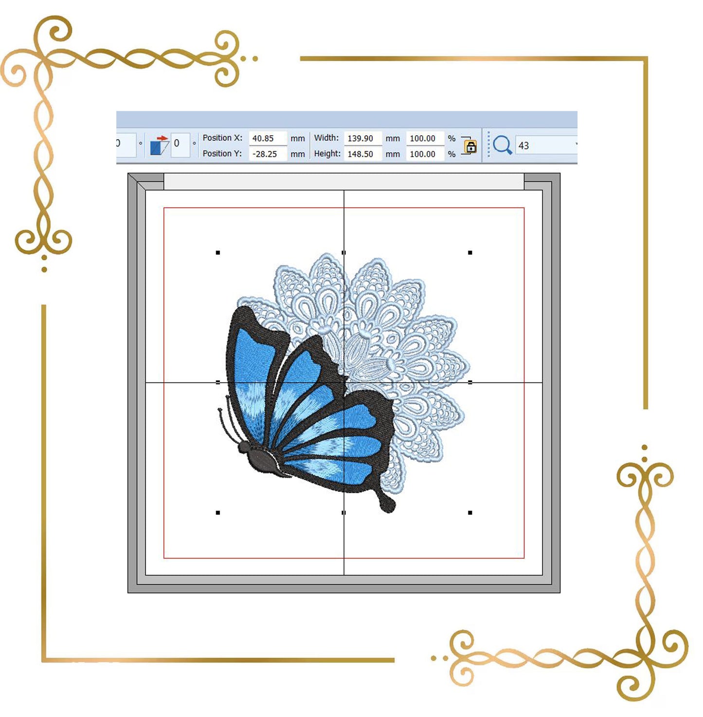 Lace and decorations Butterfly Lace Flower Machine Embroidery Design | Mix and Match Colors