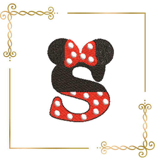 Minnie Mouse letter S Digital Embroidery Design File