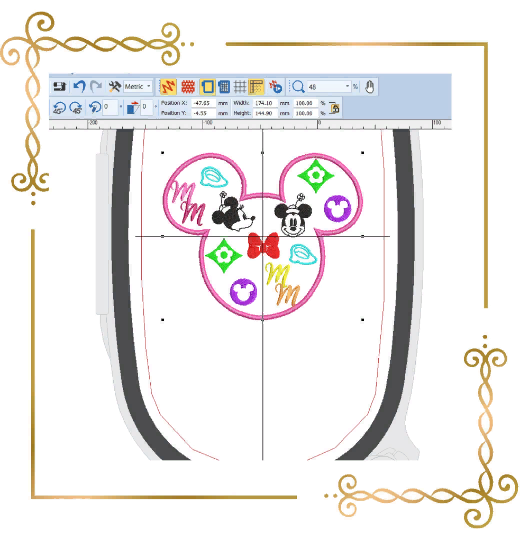 Applique, Mouse,  Head,   Minnie and Mickey,  embroidery zum direkten Download.