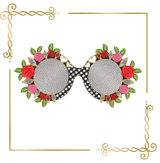 Miscellaneous Super trendy sunglasses roses Gucci digital machine embroidery design