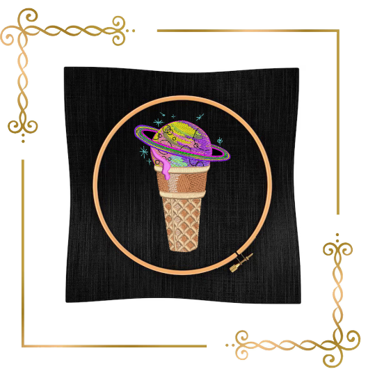 Eiscreme Sweet Surprise Eiscreme Kosmos Saturn Stickmuster