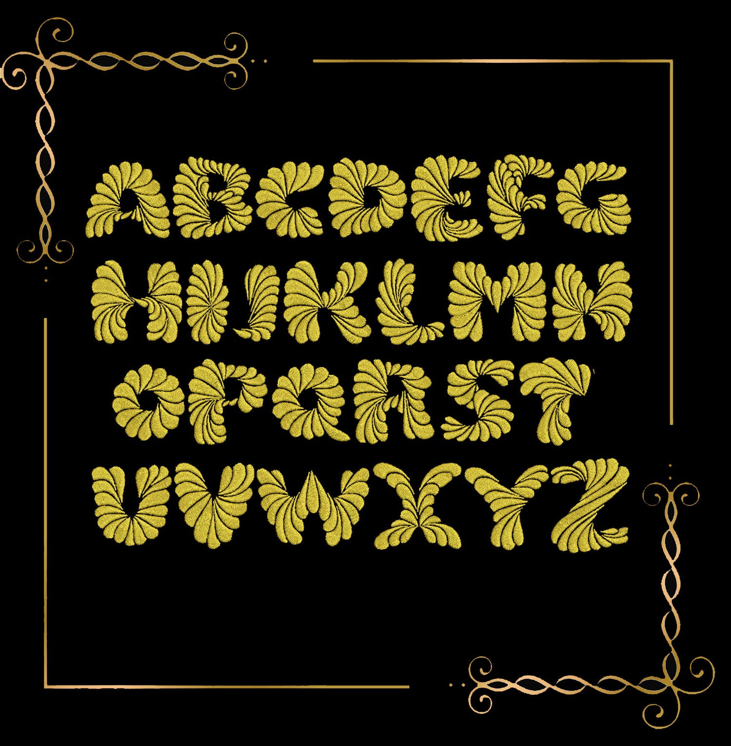 Honey solar alphabet monogram with bees Digital Embroidery Design