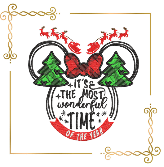 Christmas Minnie Mouse Wreath head Christmas Trees reindeer Greetings embroidery design