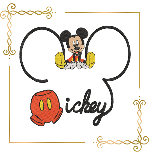 Mickey Mouse Disney character head mouse shorts machine embroidery design 